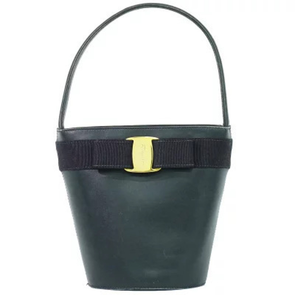 Salvatore Ferragamo Vara Ribbon Leather Navy Shoulder Bag Blue